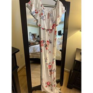 NEW Floral Off The Shoulder Dress Summer Ruffle Maxi M